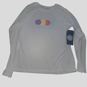 Life Is Good White Long Sleeve Shirt Sand Dollar Graphic NWT Print Women's Small
